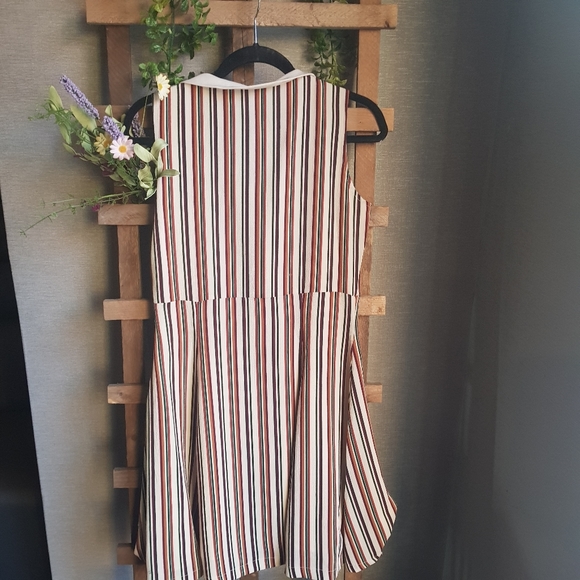 Vintage sailor Tie Front Stripped Swing A-Line Dress Sz M - Picture 4 of 8